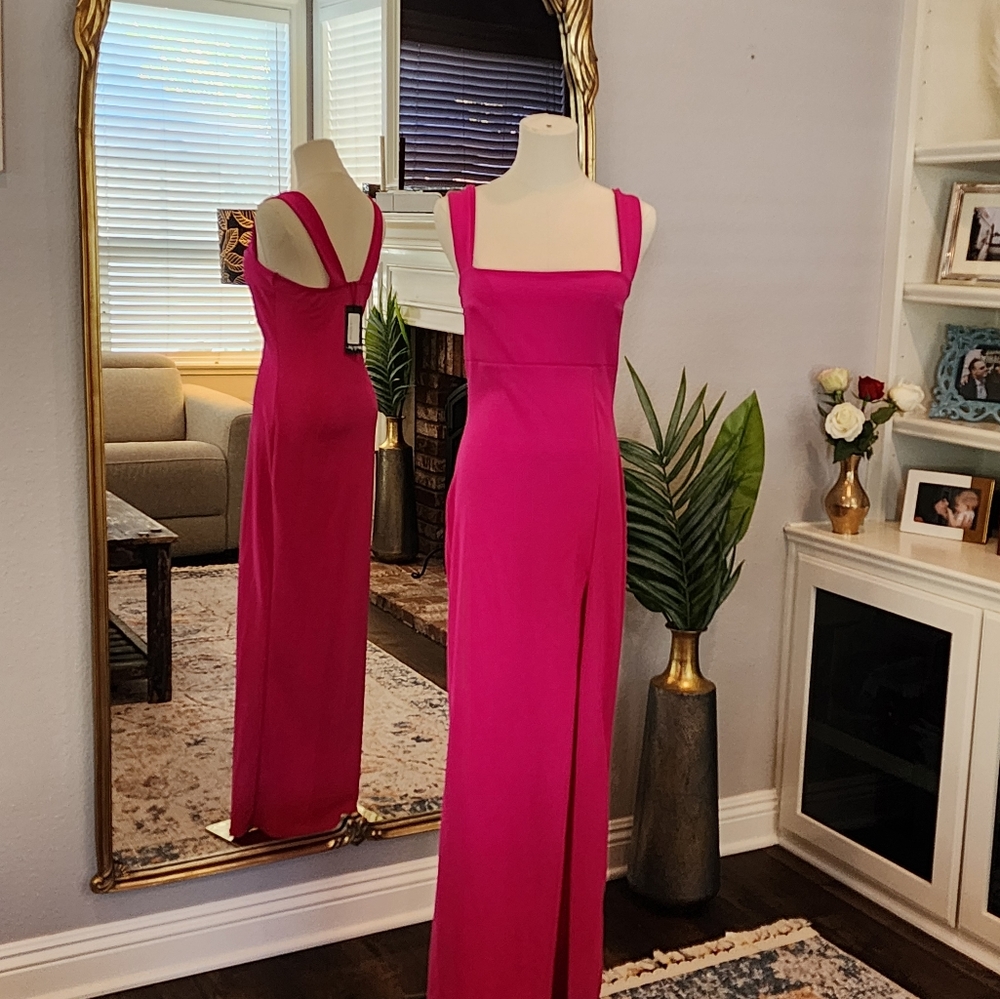 Nasty Gal Square With Me Maxi Dress. Color: Hot Pink. 🔥 Size 8 US / UK size 12